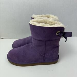 Koolaburra by UGG Sz 5 Andrah Suede Short Boots Elderberry Purple Lavender Bow